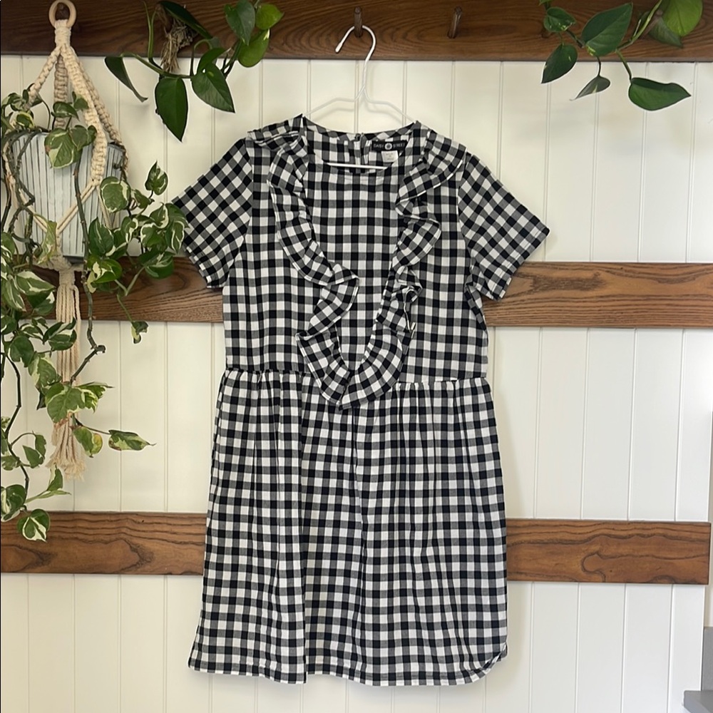 Daisy Street Gingham Black and White Front Ruffle Sundress